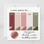 Dusty Roos Wine & Blush Wedding Color Palette Kaar Kaart (Voorkant)