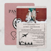 Dusty Roos Zweden Paspoort Huwelijksuitnodiging Kaart (Voorkant / Achterkant)