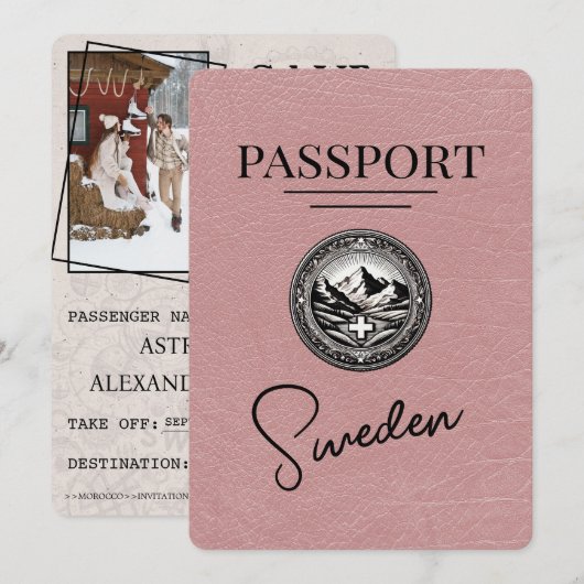 Dusty Roos Zweden Passport Save the Date (Voorkant / Achterkant)