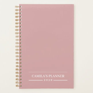 Dusty Rose 2026 Planner | Aangepaste naam & jaar