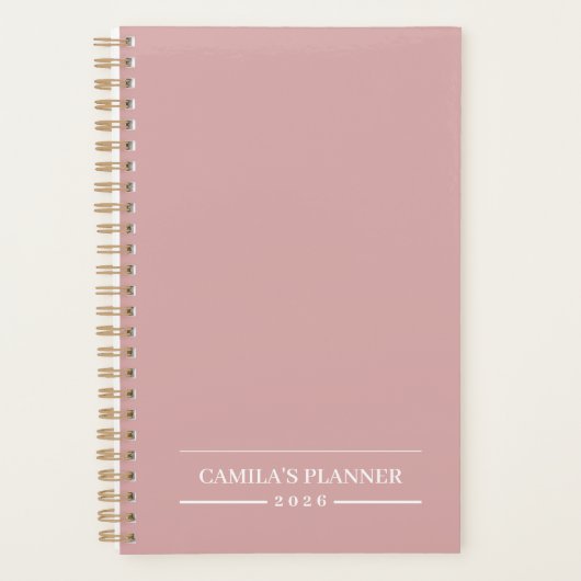 Dusty Rose 2026 Planner | Aangepaste naam & jaar (Voorkant)