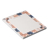 Dusty Rose and Blue Floral with Name Notitieblok (Schuin)