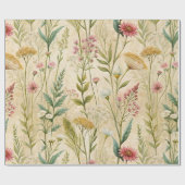 Dusty Rose and Sage Wildflower Botanical Scene Cadeaupapier (Vlak)
