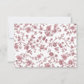 Dusty Rose and White Chinoiserie Wedding RSVP Kaartje (Achterkant)