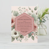 Dusty Rose Anemone Bloom Wedding Kaart (Staand voorkant)