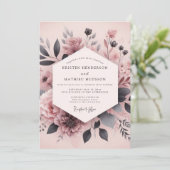 Dusty Rose Ash Bloom Wedding Kaart (Staand voorkant)