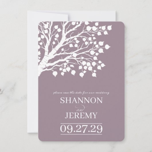Dusty Rose Aspen Tree Wedding Save The Date (Voorkant)