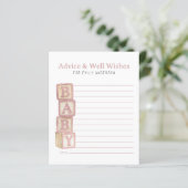Dusty Rose Baby Blocks Advice & Well Wishes Card (Staand voorkant)
