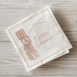 Dusty Rose Baby Blocks Baby Shower Napkins Servet