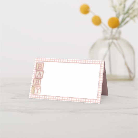 Dusty Rose Baby Blocks Blank Food Labels &  Plaatskaartje (Voorkant)