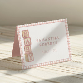 Dusty Rose Baby Blocks Editable Tent Cards Kaart