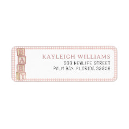 Dusty Rose Baby Blocks Return Address Label