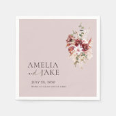 Dusty Rose Beige Burgundy & Blush Floral Wedding Servet (Voorkant)