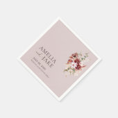 Dusty Rose Beige Burgundy & Blush Floral Wedding Servet (Hoek)