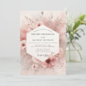 Dusty Rose Bloom Elegance Wedding Kaart (Staand voorkant)