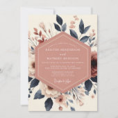 Dusty Rose Bloom Romance Wedding Kaart (Voorkant)