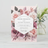 Dusty Rose Blossom Romance Wedding Kaart (Staand voorkant)