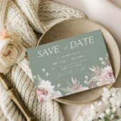 Dusty Rose, Blush & Sage Boho Floral Wedding Save The Date