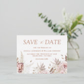 Dusty Rose Blush Trouwdatum Besparen Roze Goud Folie Uitnodiging Briefkaart (Staand Voorkant)