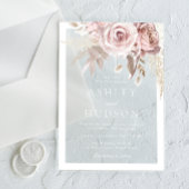 Dusty Rose & Blush Wedding White Border Acryl Uitnodigingen
