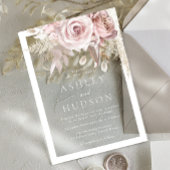 Dusty Rose & Blush Wedding White Border Acryl Uitnodigingen