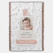 Dusty Rose Boho Baby's 1st Photo Christmas Deken (Voorkant Verticaal)