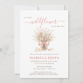  Dusty Rose Boho Wildflower Meadow Baby Shower Kaart
