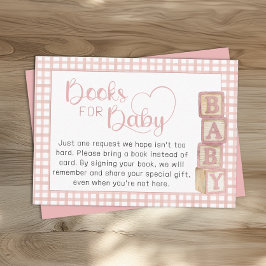 Dusty Rose Books for Baby Card Baby Shower Insert Informatiekaartje