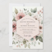 Dusty Rose Botanical Bloom Wedding Kaart (Voorkant)