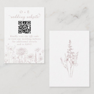 Dusty Rose Botanical Minimal Wedding Website QR  Informatiekaartje
