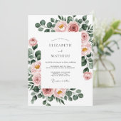 Dusty Rose Botanical Spring Wedding Kaart (Staand voorkant)