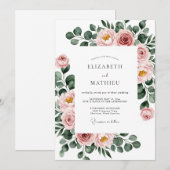 Dusty Rose Botanical Spring Wedding Kaart (Voorkant / Achterkant)