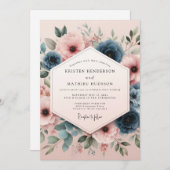 Dusty Rose Botanical Whimsy Wedding Kaart (Voorkant / Achterkant)