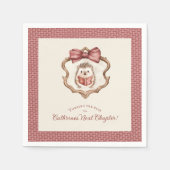 Dusty Rose Bow Hedgehog Reading Baby Shower Napkin Servet (Voorkant)