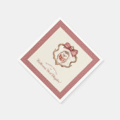Dusty Rose Bow Hedgehog Reading Baby Shower Napkin Servet (Hoek)