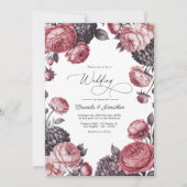 Dusty Rose & Charcoal Gray Floral Wedding Photo Kaart (Voorkant)
