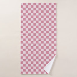 Dusty rose checkerboard pattern bad handdoek