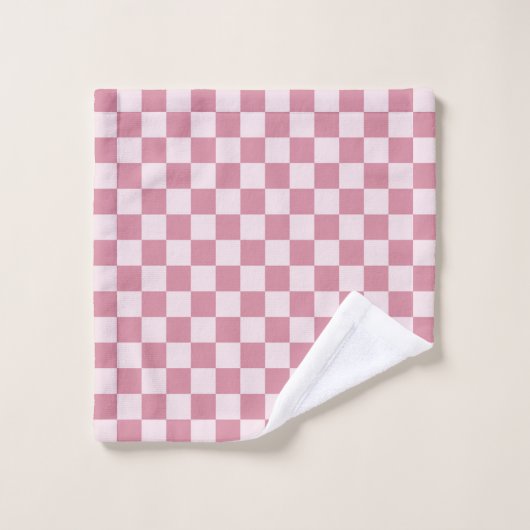 Dusty rose checkerboard pattern bad handdoek (Wasdoekje)