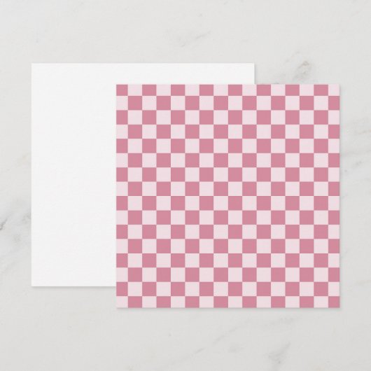 Dusty rose checkerboard pattern bedankkaart (Voorkant / Achterkant)