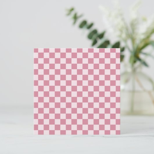 Dusty rose checkerboard pattern bedankkaart (Staand voorkant)