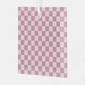 Dusty rose checkerboard pattern glas ornament (Voorkant links)
