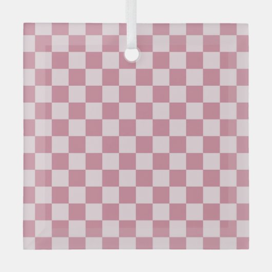 Dusty rose checkerboard pattern glas ornament (Voorkant)