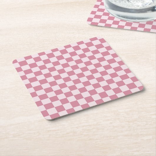 Dusty rose checkerboard pattern kartonnen onderzetters (Schuin)