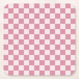 Dusty rose checkerboard pattern kartonnen onderzetters