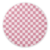 Dusty rose checkerboard pattern keramische knop (Voorkant)