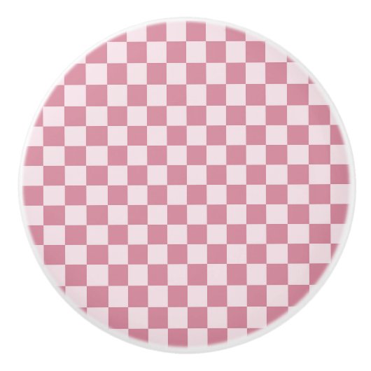 Dusty rose checkerboard pattern keramische knop (Voorkant)