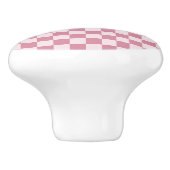 Dusty rose checkerboard pattern keramische knop (Zijkant)
