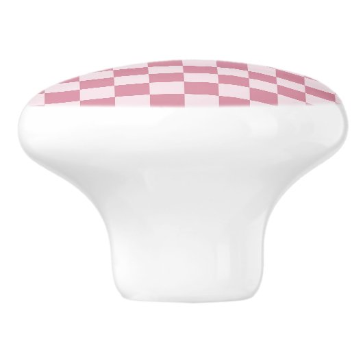 Dusty rose checkerboard pattern keramische knop (Zijkant)