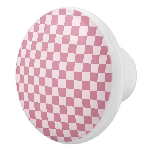 Dusty rose checkerboard pattern keramische knop (Rechts)