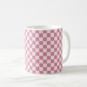 Dusty rose checkerboard pattern koffiemok (Voorkant rechts)